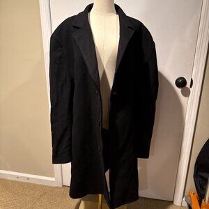 Long Black Wool Coat Jos A Bank Size 48R